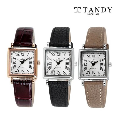 [TANDY] 탠디 모던 스퀘어 여성용 가죽 손목시계 T-1903 (블랙 / 카키베이지 / 로즈골드)